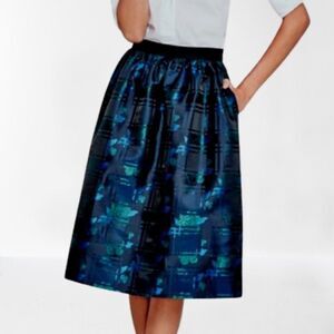 NWT J. Crew Plaid Jacquard Blue & Green Skirt Career Sz 2